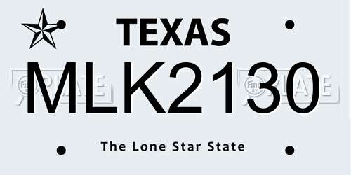 MLK2130 Texas License Plate