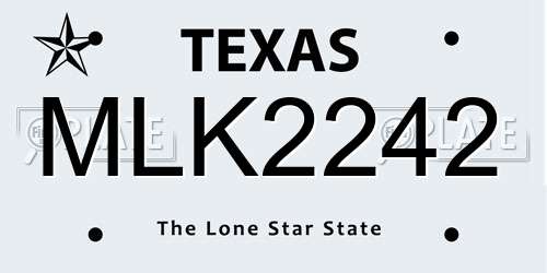 MLK2242 Texas License Plate
