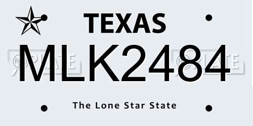 MLK2484 Texas License Plate