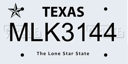 MLK3144 Texas License Plate
