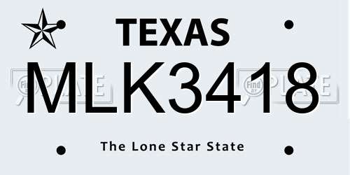 MLK3418 Texas License Plate