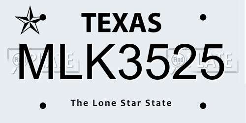 MLK3525 Texas License Plate