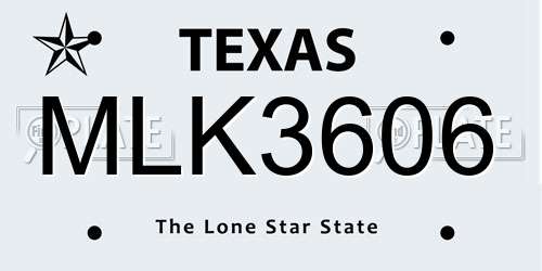 MLK3606 Texas License Plate