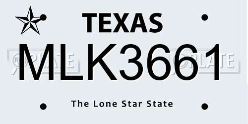 MLK3661 Texas License Plate