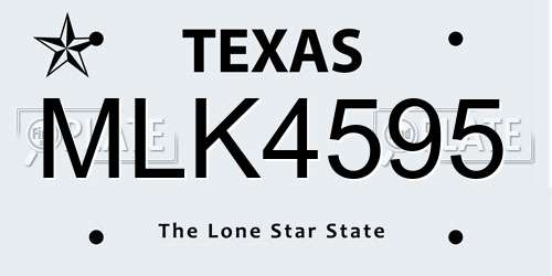 MLK4595 Texas License Plate