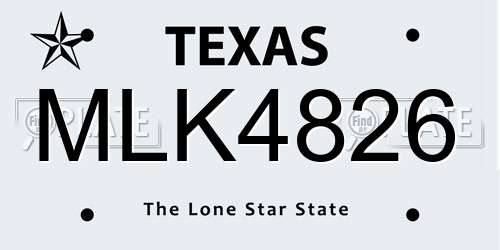 MLK4826 Texas License Plate