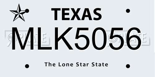 MLK5056 Texas License Plate