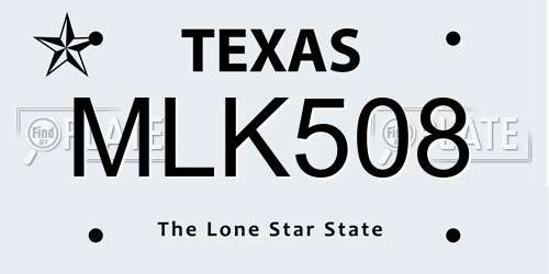 MLK508 Texas License Plate