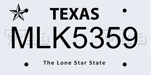 MLK5359 Texas License Plate