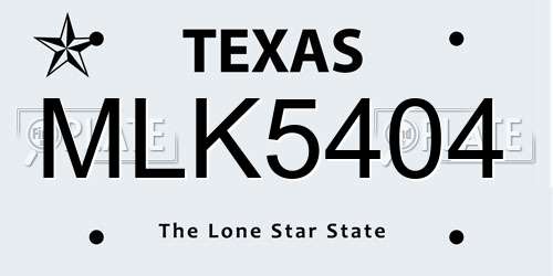 MLK5404 Texas License Plate