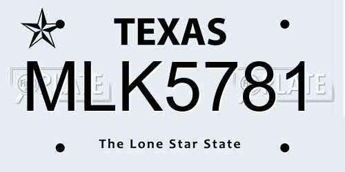 MLK5781 Texas License Plate