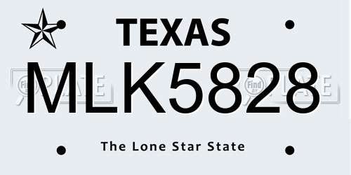 MLK5828 Texas License Plate