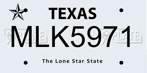 MLK5971 Texas License Plate