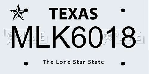 MLK6018 Texas License Plate