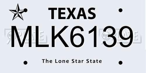 MLK6139 Texas License Plate