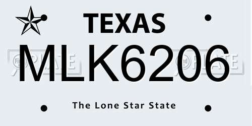MLK6206 Texas License Plate