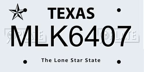 MLK6407 Texas License Plate