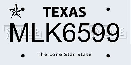 MLK6599 Texas License Plate