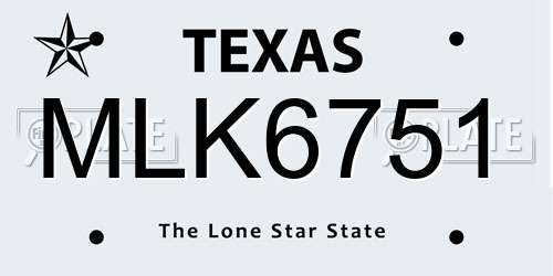 MLK6751 Texas License Plate