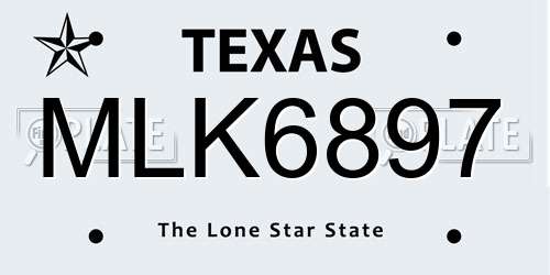 MLK6897 Texas License Plate