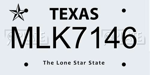 MLK7146 Texas License Plate