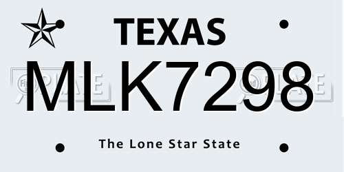 MLK7298 Texas License Plate