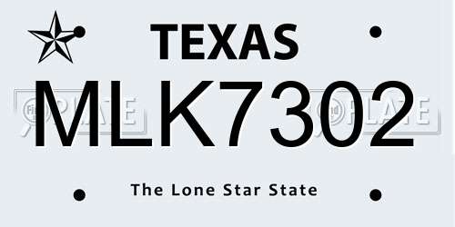 MLK7302 Texas License Plate