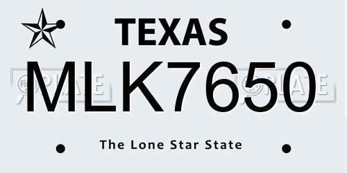 MLK7650 Texas License Plate