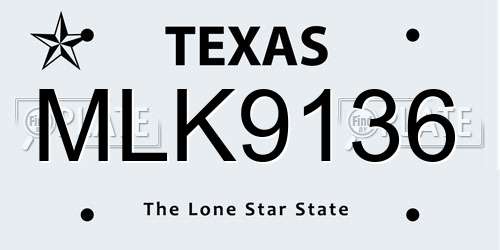 MLK9136 Texas License Plate