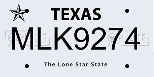 MLK9274 Texas License Plate