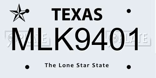MLK9401 Texas License Plate