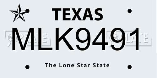 MLK9491 Texas License Plate