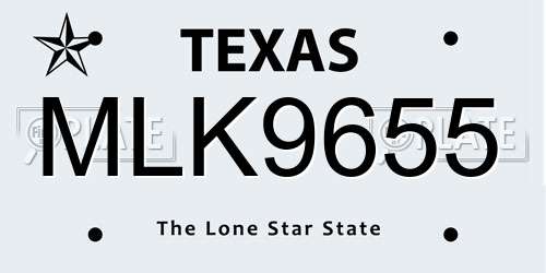 MLK9655 Texas License Plate