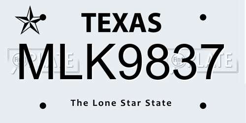 MLK9837 Texas License Plate