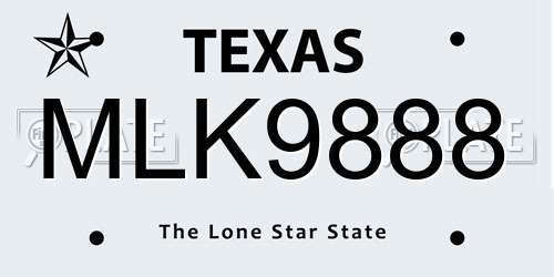 MLK9888 Texas License Plate