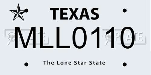 MLL0110 Texas License Plate