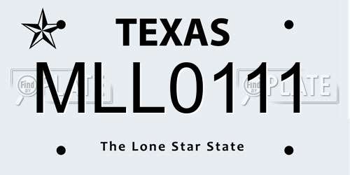 MLL0111 Texas License Plate