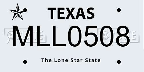 MLL0508 Texas License Plate