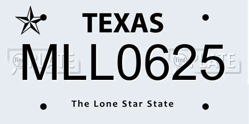 MLL0625 Texas License Plate