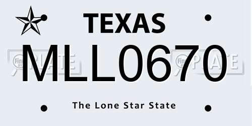 MLL0670 Texas License Plate