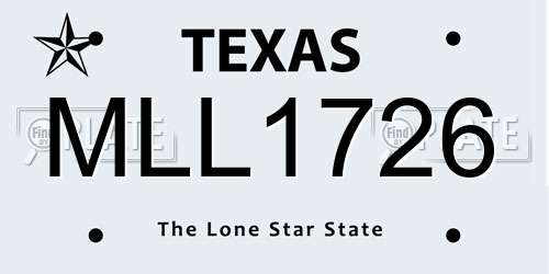 MLL1726 Texas License Plate