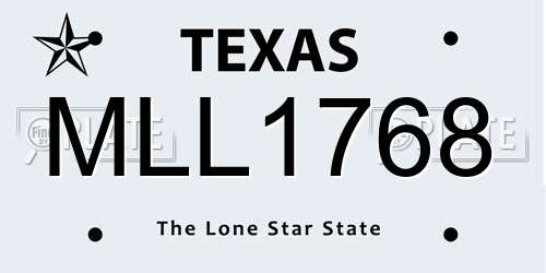 MLL1768 Texas License Plate