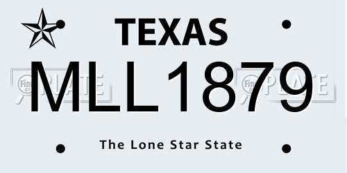 MLL1879 Texas License Plate