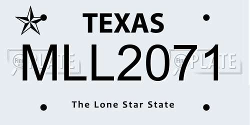 MLL2071 Texas License Plate