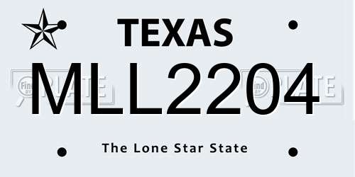 MLL2204 Texas License Plate