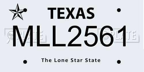 MLL2561 Texas License Plate