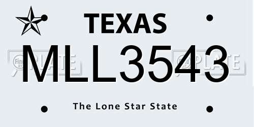 MLL3543 Texas License Plate