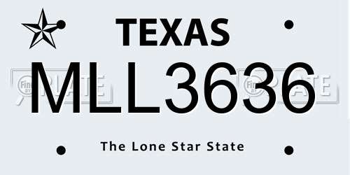 MLL3636 Texas License Plate