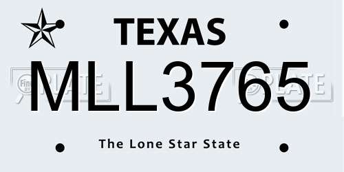 MLL3765 Texas License Plate