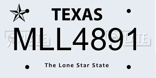 MLL4891 Texas License Plate